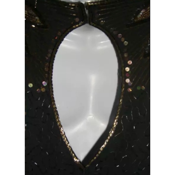 Stenay Dress Vintage 80s 20s Gatsby Dynasty Black Sequin Beaded Flapper Mob Wife - Picture 9 of 16